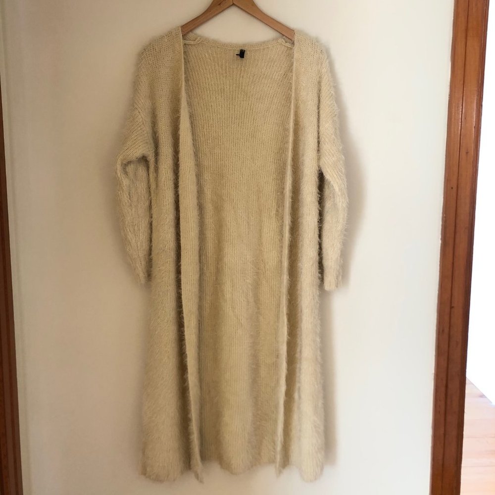 Long Cream Fuzzy Sweater